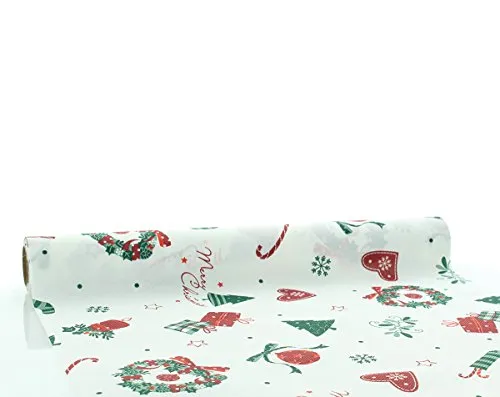 Sovie Home Tischläufer Dreams in Grün-Rot aus Linclass® Airlaid, Einweg Weihnachtstischläufer stoffähnlich, ideal für Advents- & Weihnachtsfeiern, 40cmx4,80m, 1 Stück