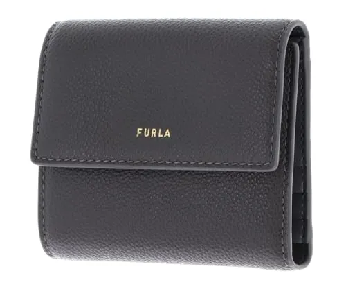 Furla Vitello Night Goccia Compact Wallet Urban Gray - Elegante Geldbörse aus feinem Leder in Urban Gray mit goldfarbenen Details. Sie bietet durch acht Kartenfächer und ein Münzfach optimale Organisation für Ihre Finanzen und passt perfekt in jede Handtasche.