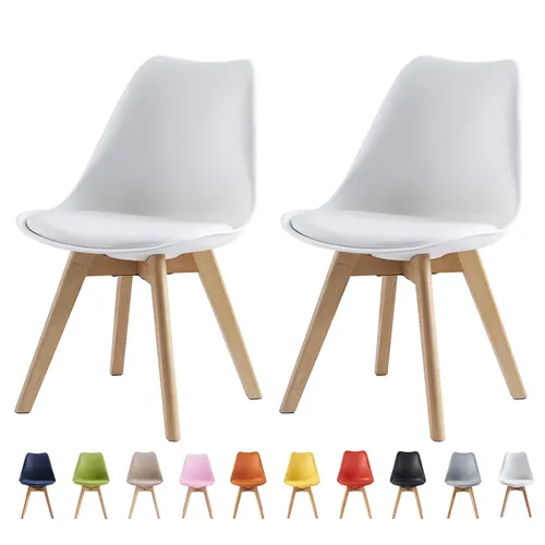 MCC Retro Esszimmerstühle EVA, gepolstert, Kunstleder, 2er Set in Weiß