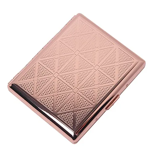 Klassische Retro-Zigarettenetui/Aufbewahrungsbox aus Metall, kann 18–20 Zigaretten mit einer Länge von 100 mm aufnehmen (Rose gold)