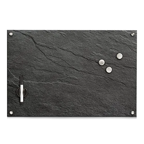 Zeller Glas-Magnettafel 60 x 40 cm - Schiefer anthrazit - Wandtafel in elegantem Schiefer anthrazit, inklusive Montagematerial und Zubehör, ideal für Büro und Zuhause zur Organisation und Präsentation.