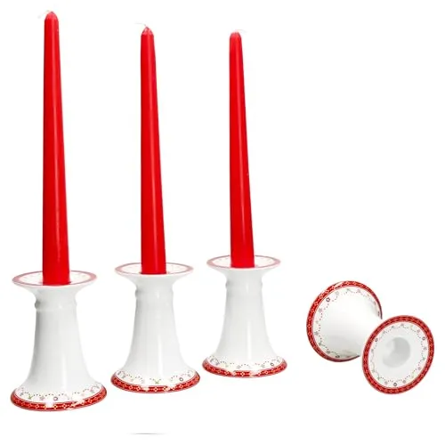 MamboCat Kerzenhalter 4x Stabkerzenständer Weihnachtstraum - Elegante Kerzenständer aus robustem Porzellan, ideal für die festliche Tischdekoration. Mit festlichem Design und spülmaschinengeeignet, bringen sie Weihnachtszauber in Ihr Zuhause.
