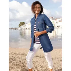 Witt Klassische Bluse Jeans-Longbluse Langarm blau 48