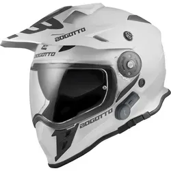 Bogotto H331 BT Bluetooth Enduro Helm, Weiss, Größe M - Motorradhelm mit verstellbarem Helmschirm und klarem Visier, ideal für Enduro-Fahrer, vorbereitet für Pinlockscheibe für optimale Sicht.