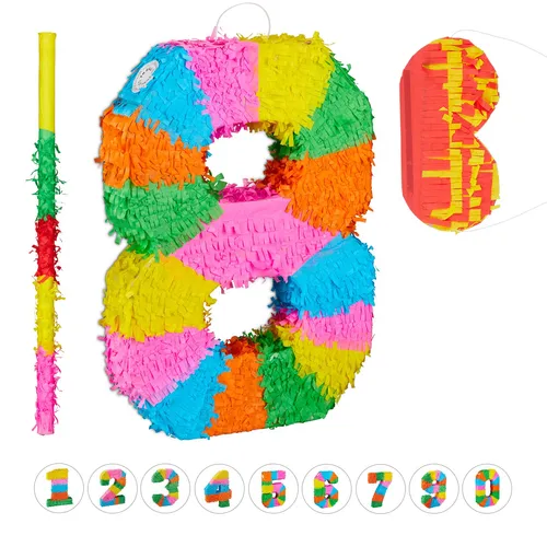 Pinata set bunt leicht Geburtstags-Pinata Zahlen-Pinata Kinder-Pinata 3 Teile