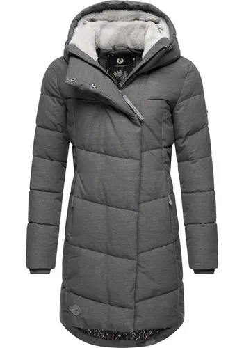 Ragwear Damen Wintermantel Pavla - Stylischer Steppmantel mit Kapuze - Funktionsjacken: 100% vegan, wasserdicht und atmungsaktiv, ideal für kalte Tage mit kuscheligem Teddyfleece-Innenfutter.