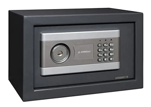 ARREGUI Stylo 19010-S1 Möbeltresor | Möbelsafe aus Stahl mit 2 Faktor- Sicherheitsschloss, Tresor | Safe mit elektronischem Zahlenschloss + Schlüssel für Zuhause oder Büro, 20 x 31 x 20 cm, 8 L