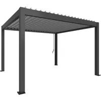 Biohort Pergola 255 cm x 404,5 cm Dunkelgrau/Silber-Metallic - Terrassenüberdachungen – moderne Pergola für stilvolle Gartenpartys und Brunches, spendet Schatten und setzt neue Maßstäbe in der Gartengestaltung.