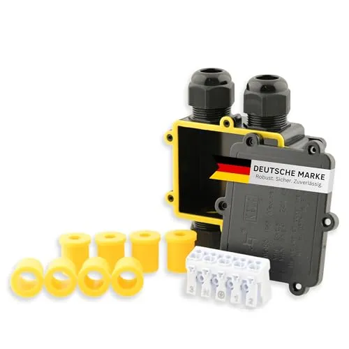 Intratec® Abzweigdose Wasserdicht IP68 – Verteilerdose Außen Schwarz, Aufputz, verschiedene Größen 2–14 Öffnungen / 4-fach – Abzweigkasten für Elektroinstallationen