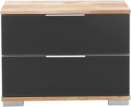 Wimex Nachtkommode Easy - Nachtkonsolen mit farbigen Glaselementen und pflegeleichten Oberflächen, ideal für Futonbetten und mit viel Stauraum durch zwei Schubkästen.