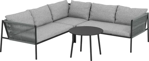 Gartenmöbel Set Polyrattan Lounge-Set für 6 Personen Dunkelgrau