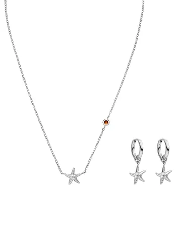 Purelei® Beach Star Set – Filigrane Kette & Creolen mit Seestern-Anhängern - Schmuckset für Damen, versprüht Urlaubsfeeling mit maritimem Design und funkelndem Zirkonia-Stein – ideal für jeden Anlass!
