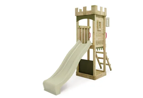 FATMOOSE Klettergerüst TreasureTower - Ritterburg mit Wellenrutsche & Sandkasten, (Abenteuer-Spielburg in verschiedenen Varianten -, kreatives Ritterburg-Design für fantasievolle Abenteurer), Robuste Bauweise für langjährigen Spaß mit 10 Jahren Garantie*