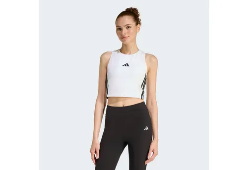 adidas Sportswear Tanktop ESSENTIALS 3-STREIFEN GEPOLSTERTES weiß XS (30/32) - Sportliches Tanktop aus einer bequemen Baumwolle-Elasthan-Mischung. Ideal für aktive Tage, maschinenwaschbar und mit einem modernen Rundhalsausschnitt.