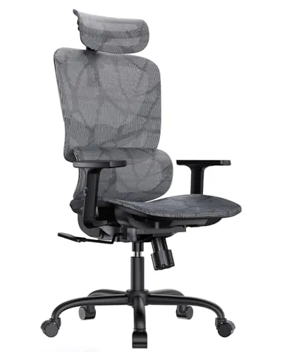 Produktbild HUANUO Ergonomischer Mesh-Bürostuhl, hohe Rückenlehne Schreibtischsessel mit Verstellbarer Lendenwirbelstütze, Armlehnen, Kippfunktion, Mesh Computer Gaming Chair