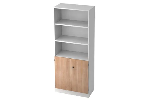bümö Aktenregal office Regalschrank - 5 Ordnerhöhen, Dekor: Weiß/Nussbaum