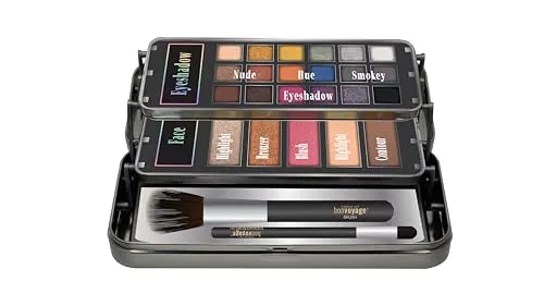 bonvoyage Hello Beautiful, Schminkset mit Spiegel, Lidschatten, Bronzer, Rouge, Highlighter und Pinseln, Tragbares Makeup Set mit Verblendbaren, Intensiven Farben