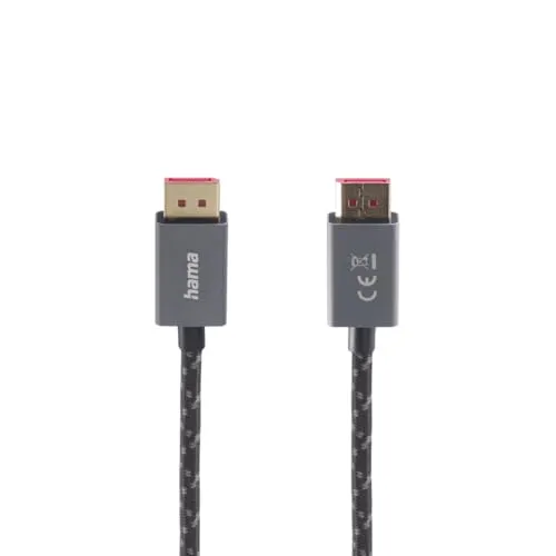 HAMA DisplayPort-Kabel 2,00m DP 1.4 Ultra-HD 8K - Videokabel & -stecker mit hochwertiger Aluminium-Verarbeitung für gestochen scharfe Bildqualität bis zu 8K.