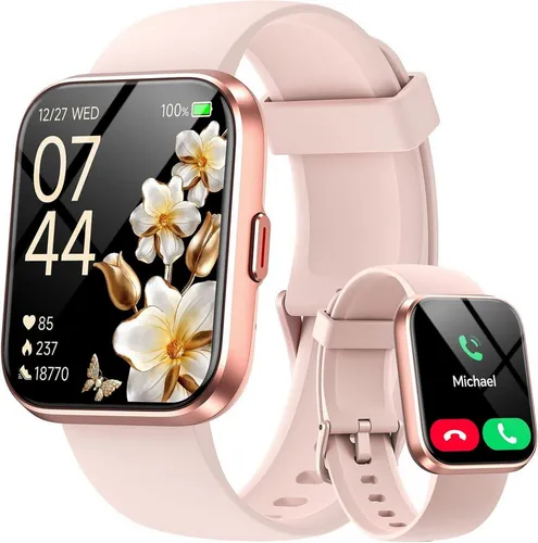 CASCHO Smartwatch 1.85 Zoll mit Bluetooth Telefonfunktion - Moderne Fitnessuhr mit 1.85 Zoll Display, wasserdicht nach IP68. Ideal für aktives Lifestyle-Tracking, inklusive Schrittzähler und Schlafüberwachung. Kompatibel mit Android und iOS.