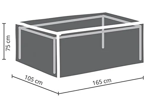 Perel Schutzhülle für Tische bis zu 160 cm - hochwertige wetterfeste Abdeckplane, schützt Gartenmöbel vor Wind, Wasser und UV-Strahlung, grau, rechteckig 165 x 105 x 75 cm