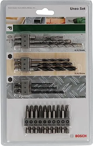 Bosch Accessories 19tlg. Uneo Mixed-Set (für Holz, Metall und Stein, Zubehör Bohrhammer)