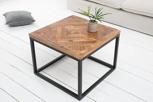 Riess-Ambiente Beistelltisch INFINITY HOME 60cm aus Massivholz - Ablagetisch aus hochwertigem Mangoholz mit einzigartiger Maserung und industriellem Metallgestell – ein echter Eyecatcher für Ihr Wohnzimmer.