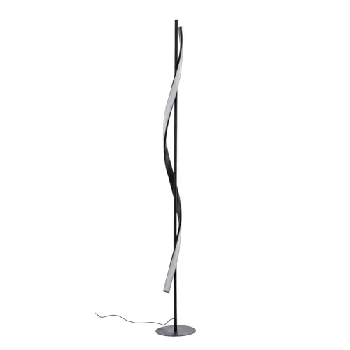 Lindby Stehlampe Munja, LED 24,5 W, dimmbar - Standleuchte im verspielten Design aus Stahl und Aluminium, in mattschwarz. Mit 3-stufiger Dimmfunktion für individuelle Lichtgestaltung.