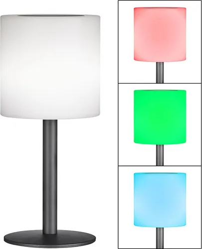 RGB LED Solar Tischleuchte, Fernbedienung, dimmbar, USB, H 30 cm