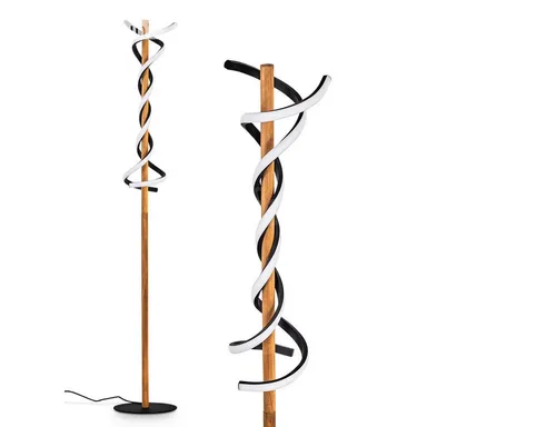 hofstein Moderne Stehlampe aus Holz/Metall mit LED - Standleuchte in modernem Design, Höhe 141,5 cm, mit fest integriertem LED-Leuchtmittel für warmes Licht bei 3000 Kelvin und 2100 Lumen – ideal für Esszimmer, Flur oder Wohnzimmer.