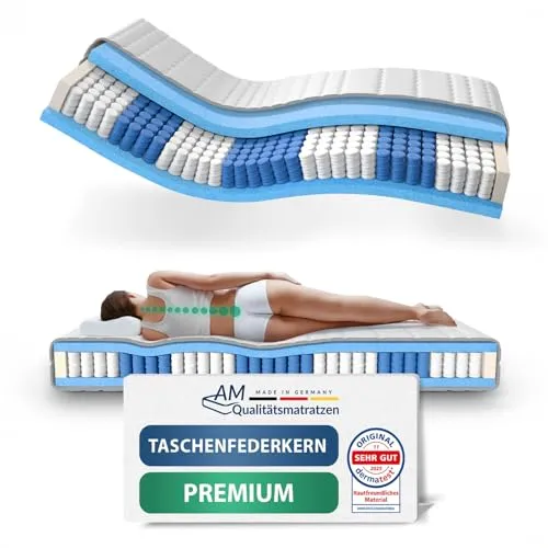 Produktbild AM Qualitätsmatratzen Premium 7-Zonen Taschenfederkernmatratze 90x180 cm