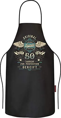 RAHMENLOS Grillschürze Kochschürze Küchenschürze als Geschenk zum 50. Geburtstag - Reine Baumwolle