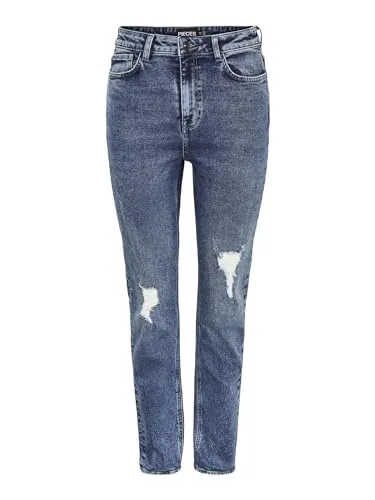 PIECES Pcbella Hw Tap Dest ANK Jeans Mb406 Noos - Stilvolle Damenjeans - Moderne Damenjeans mit angesagtem Design, ideal für vielfältige Kombinationen. Bequemer Schnitt für optimalen Tragekomfort im Alltag.