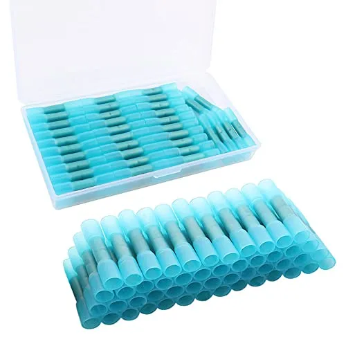 QitinDasen 60Pcs Wärmeschrumpf Stoßverbinder, Isolierte Wasserdichte Kabelverbinder, Wasserdicht Stoßverbinder, Quetschverbinder SchrumpfverDinder (Blau)