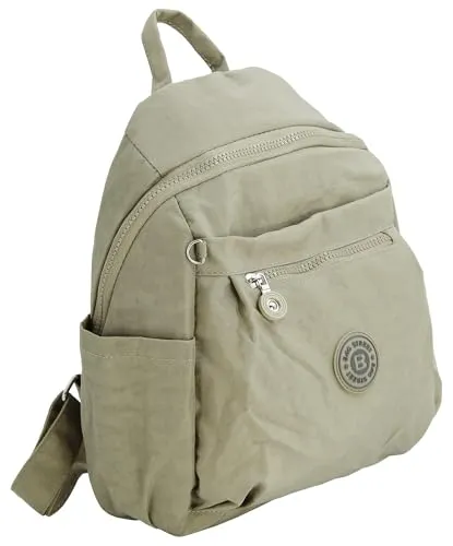 BAG STREET Kleiner Damen Rucksack – Leichter Nylon Daypack (Beige)