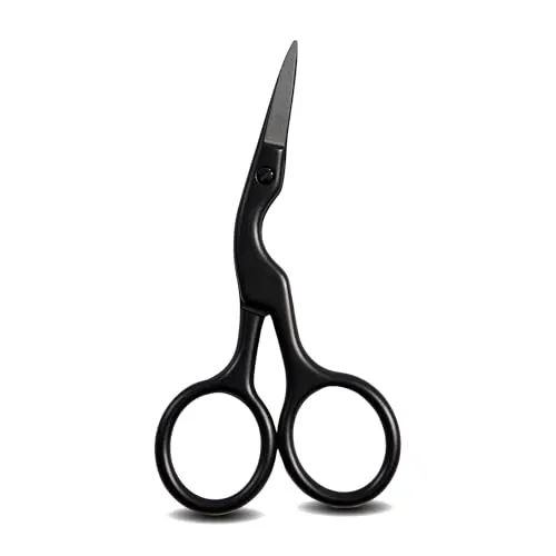 MIBELLA BEAUTY & CO Augenbrauenschere und Bartschere mit kleiner kurzer Schneide und perfektem Winkel für höchste Präzision – Schnurbartschere zum Trimmen und in Form bringen – schwarz