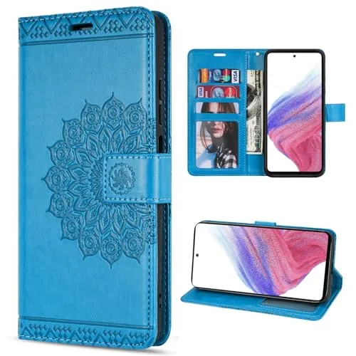 betterfon Hülle Kompatibel mit Samsung Galaxy A53 5G | Klapphülle Schutzhülle mit Kartenfächer Kompatibel für Galaxy A53 5G | Magnetverschluss Flip Case | Blau