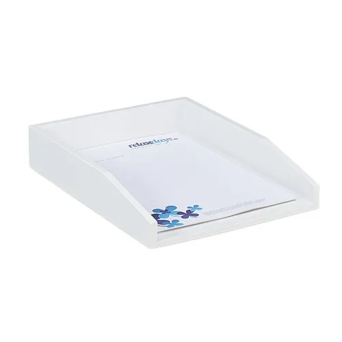 Stapelbare Aktenablage aus Bambus für DIN A4 in weiß von Relaxdays