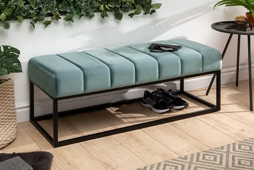riess-ambiente Sitzbank PETIT BEAUTÉ 110cm mint/schwarz - Sitzbank für Wohnzimmer und Flur, gepolsterte Samtfläche für optimalen Sitzkomfort, modernes Design und pflegeleichtes Material.