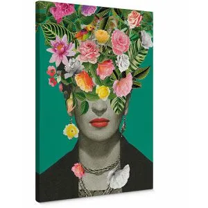 Leinwandbild Blumengesicht - 50x70 Hochformat - Poster & Kunstdrucke, hochwertiger Kunstdruck in lebendigen Farben, ideal für eine außergewöhnliche Wandgestaltung in Ihrem Wohnzimmer.