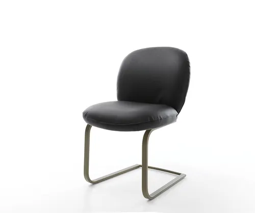 DELIFE Freischwinger Nube-Flex Echt-Leder Schwarz von Delife