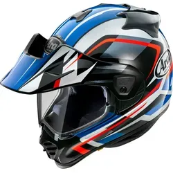 Arai Tour-X5 Discovery Helm blau, XL - Motorradhelm für On- und Off-Road, mit hypoallergenem Innenfutter und verbesserter Belüftung für optimalen Komfort. Sicherheit durch Notfallwangenpolster und ECE 22.06 geprüft.