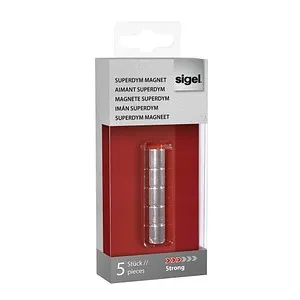 SIGEL Strong Magnete silber - 5 Stück, 1,0 x 1,0 cm, starke Anziehungskraft für bis zu 8 Blätter, ideal für Magnettafeln