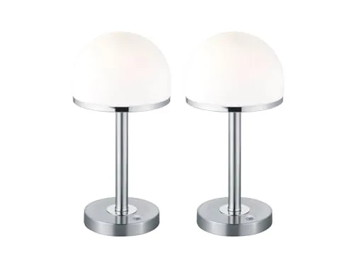 Dimmbare Tischleuchten Set in Silber mit Glas Lampenschirm, Höhe 39cm - Tischlampen aus Metall mit elegantem Glas-Lampenschirm, dimmbar in 3 Helligkeitsstufen, ideal für stimmungsvolle Beleuchtung im Wohnbereich.