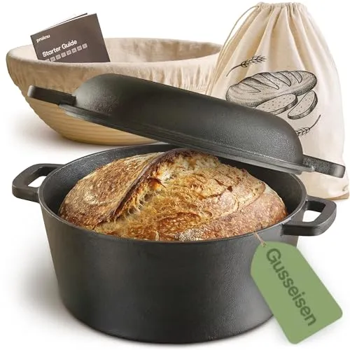 Praknu Gusseisen Topf Set Rund 26 cm – Ideal für knuspriges Brot
