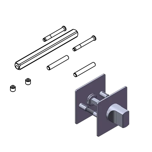 Griffwerk Türstärke Erweiterungsset 37-45mm Flachrosette Hohlstift 8mm WC LUCIA