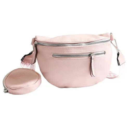 irisaa Umhängetasche Damen Crossbody Bag, 3 in 1 Schultertasche, Bauchtasche mit Reißverschluss und Verstellbarem breitem Gurt, Handtasche für Männer Frauen, DKB Farbe:Pink