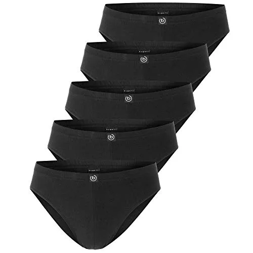 bugatti Slip Livorno - Zeitloser Stil in Schwarz (Packung, 5-St., Größe 8 XXL) - Herrenunterhosen, atmungsaktiv und aus 100% Baumwolle, ideal für den täglichen Komfort mit hohem Beinausschnitt und Gummi-Beinabschluss.