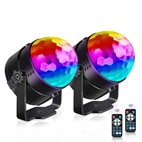 Discokugel, U`King Disco Licht LED Party Lichter Musikgesteuert Disco DJ Party licht 360° Rotierende Ball Lights 3W RGB Bühnenlichter mit Fernbedienung für Home Kinder Geburtstag Club Weihnachten