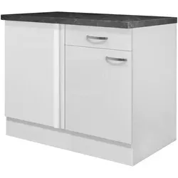 FlexWell Eckunterschrank, Weiß, Weiß Hochglanz, Metall, 1 Fächer, 1 Schublade(n) Schubladen, 110x86x60 cm, Made in Germany, individuell planbar, Küchen, Küchenmöbel, Küchenschränke, Küchenunterschränke
