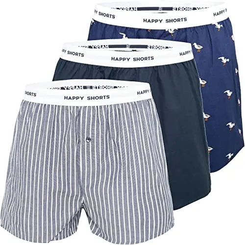 Happy Shorts 3er Pack Herren American Boxer Boxershorts Webboxer Farbwahl S-XXL, Grösse:XXL, Farbe:Set 3